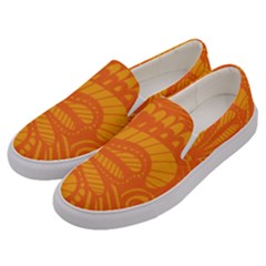 Pop Orange Men s Canvas Slip Ons by ArtByAmyMinori