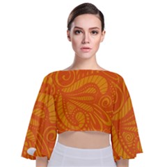 Pop Orange Tie Back Butterfly Sleeve Chiffon Top by ArtByAmyMinori