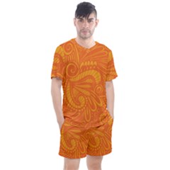 Pop Orange Men s Mesh Tee And Shorts Set