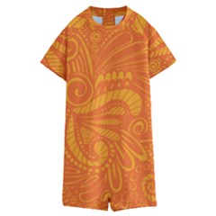 Pop Orange Kids  Boyleg Half Suit Swimwear by ArtByAmyMinori