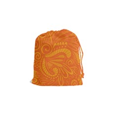 Pop Orange Drawstring Pouch (small) by ArtByAmyMinori