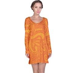 Pop Orange Long Sleeve Nightdress by ArtByAmyMinori