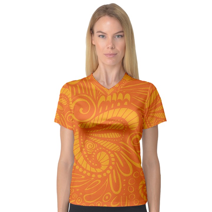 Pop Orange V-Neck Sport Mesh Tee