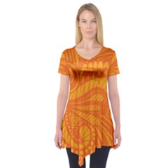 Pop Orange Short Sleeve Tunic  by ArtByAmyMinori