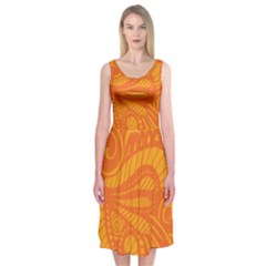 Pop Orange Midi Sleeveless Dress by ArtByAmyMinori