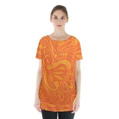 Pop Orange Skirt Hem Sports Top by ArtByAmyMinori