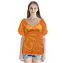 Pop Orange V-Neck Flutter Sleeve Top View1