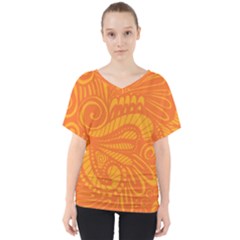 Pop Orange V-neck Dolman Drape Top by ArtByAmyMinori