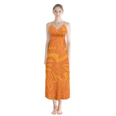 Pop Orange Button Up Chiffon Maxi Dress by ArtByAmyMinori