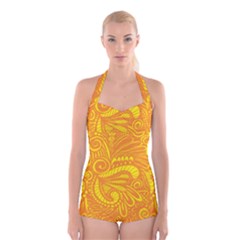 Pop Sunny Boyleg Halter Swimsuit  by ArtByAmyMinori