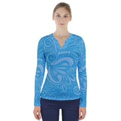 Pop Sky V-neck Long Sleeve Top by ArtByAmyMinori