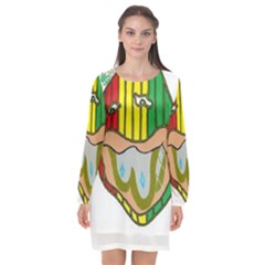 Theconnect Long Sleeve Chiffon Shift Dress 