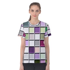 Color Tiles Abstract Mosaic Background Women s Cotton Tee