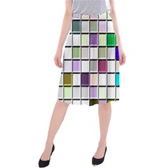 Color Tiles Abstract Mosaic Background Midi Beach Skirt