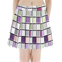 Color Tiles Abstract Mosaic Background Pleated Mini Skirt