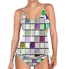 Color Tiles Abstract Mosaic Background Tankini Set