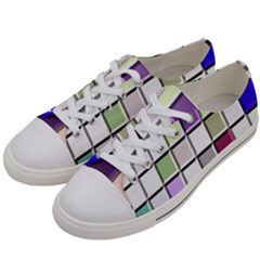 Color Tiles Abstract Mosaic Background Women s Low Top Canvas Sneakers