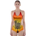 Wonderful Heart With Butterflies And Floral Elements Cut-Out One Piece Swimsuit View1