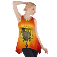 Wonderful Heart With Butterflies And Floral Elements Side Drop Tank Tunic by FantasyWorld7