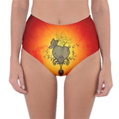 Wonderful Heart With Butterflies And Floral Elements Reversible High-waist Bikini Bottoms by FantasyWorld7