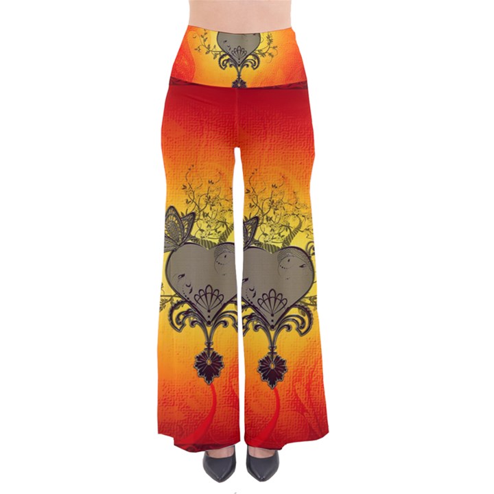 Wonderful Heart With Butterflies And Floral Elements So Vintage Palazzo Pants