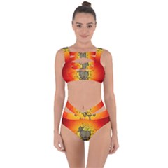 Wonderful Heart With Butterflies And Floral Elements Bandaged Up Bikini Set  by FantasyWorld7