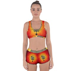 Wonderful Heart With Butterflies And Floral Elements Racerback Boyleg Bikini Set by FantasyWorld7