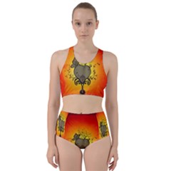 Wonderful Heart With Butterflies And Floral Elements Racer Back Bikini Set by FantasyWorld7