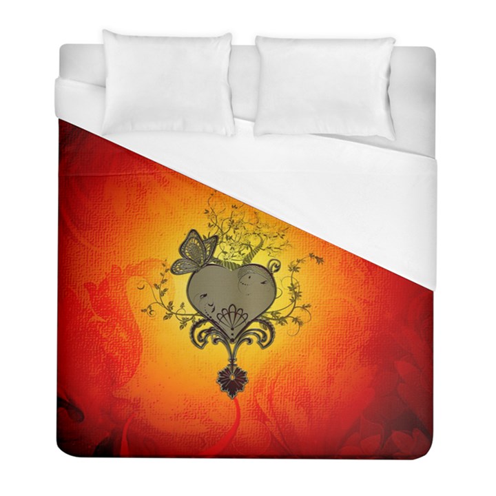 Wonderful Heart With Butterflies And Floral Elements Duvet Cover (Full/ Double Size)