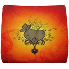 Wonderful Heart With Butterflies And Floral Elements Seat Cushion by FantasyWorld7