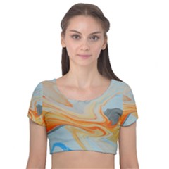 Fire Spear Velvet Short Sleeve Crop Top 