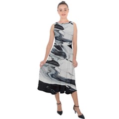 Space Drift 2 Midi Tie-back Chiffon Dress