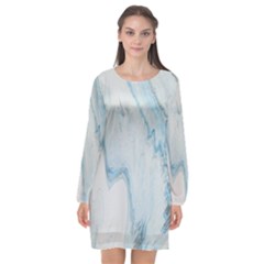 Diamond Mountain Long Sleeve Chiffon Shift Dress 