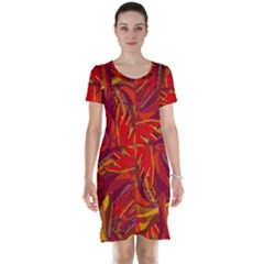 Colorful Abstract Ethnic Style Pattern Short Sleeve Nightdress by dflcprints