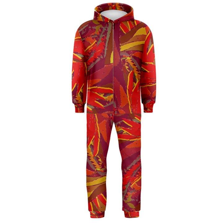 Colorful Abstract Ethnic Style Pattern Hooded Jumpsuit (Men) 