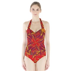 Colorful Abstract Ethnic Style Pattern Halter Swimsuit by dflcprints