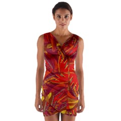 Colorful Abstract Ethnic Style Pattern Wrap Front Bodycon Dress by dflcprints