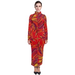 Colorful Abstract Ethnic Style Pattern Turtleneck Maxi Dress