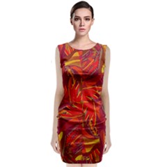 Colorful Abstract Ethnic Style Pattern Sleeveless Velvet Midi Dress