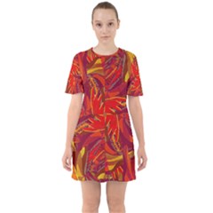 Colorful Abstract Ethnic Style Pattern Sixties Short Sleeve Mini Dress by dflcprints