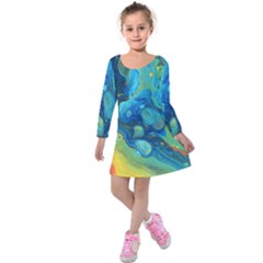 Fire Edge Nebula Kids  Long Sleeve Velvet Dress