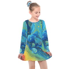 Fire Edge Nebula Kids  Long Sleeve Dress