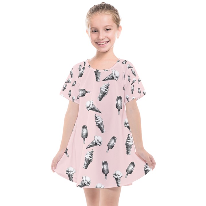 Ice Cream Pattern Kids  Smock Dress