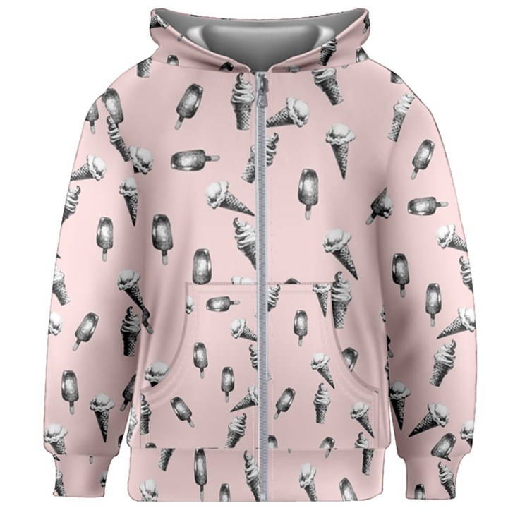 Ice Cream Pattern Kids Zipper Hoodie Without Drawstring