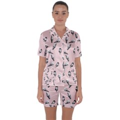 Ice Cream Pattern Satin Short Sleeve Pyjamas Set by Valentinaart