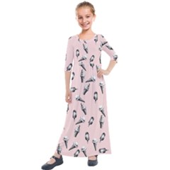 Ice Cream Pattern Kids  Quarter Sleeve Maxi Dress by Valentinaart