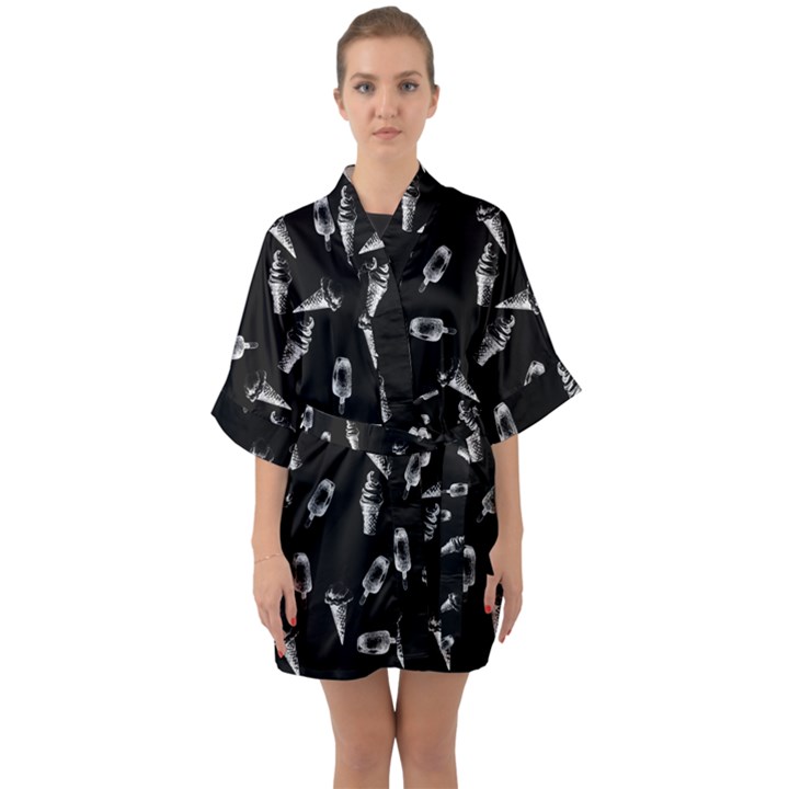 Ice Cream Pattern Quarter Sleeve Kimono Robe