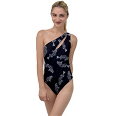 Vintage Fish Skeleton Pattern  To One Side Swimsuit