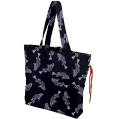 Vintage Fish Skeleton Pattern  Drawstring Tote Bag