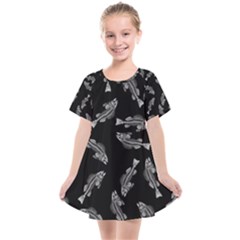 Vintage Fish Skeleton Pattern  Kids  Smock Dress